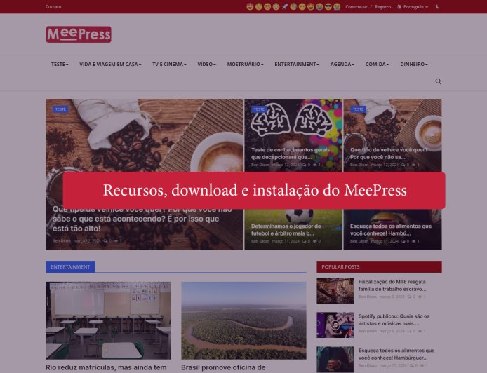 Recursos, download e instalação do MeePress