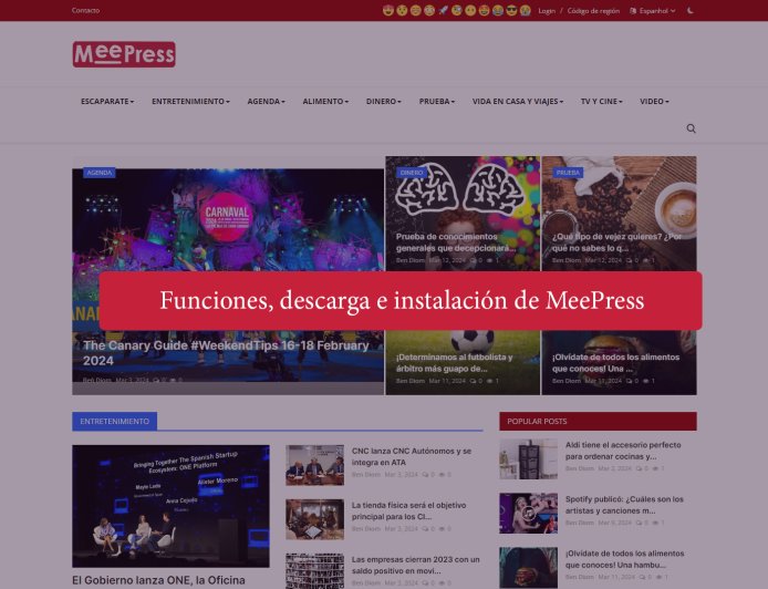 Funciones, descarga e instalación de MeePress
